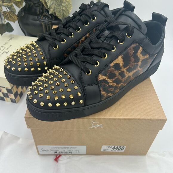 Men's Christian Louboutin, Louis Jr Orlato flat spikes size 46 made in Italy - Picture 11 of 11